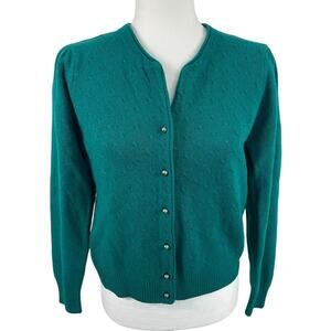 Vintage Lambswool Angora Blend Cardigan Puff Sleeve Holiday Cottage Core Small